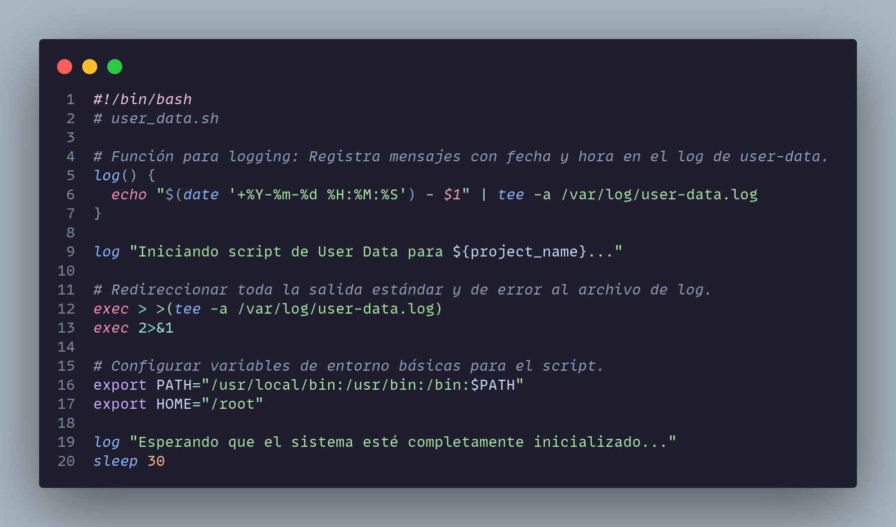 Script de despliegue de la aplicación Flask